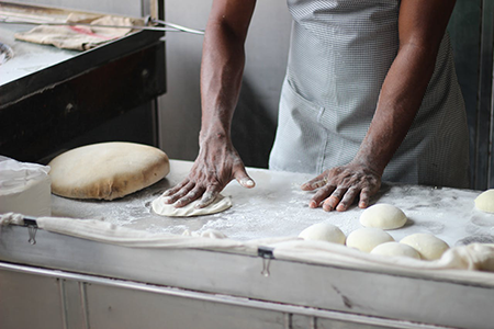 Kneading bread dough
